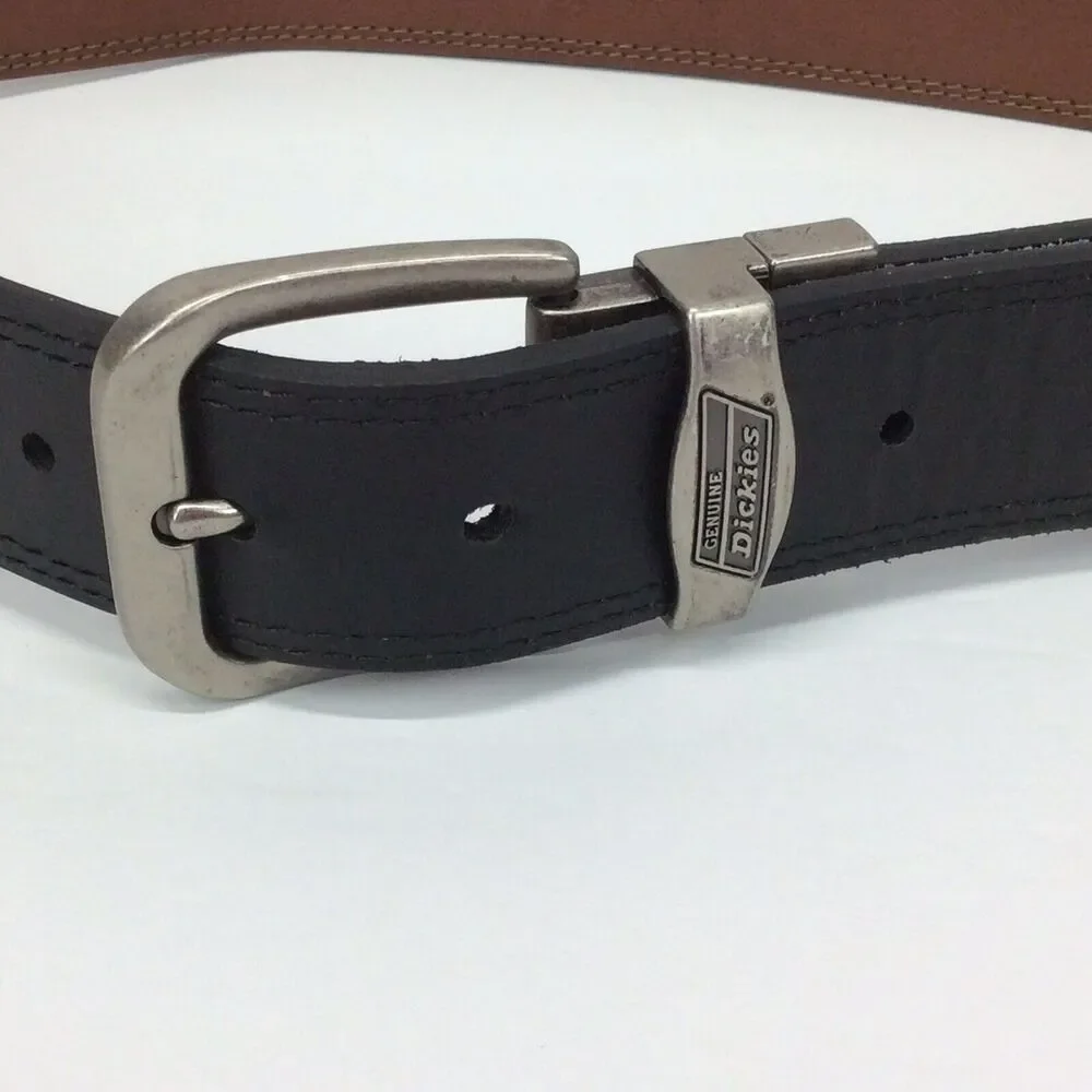 Genuine Dickies Leather Belt Men's Size 32/80 Brown/Black Reversible Casual Work